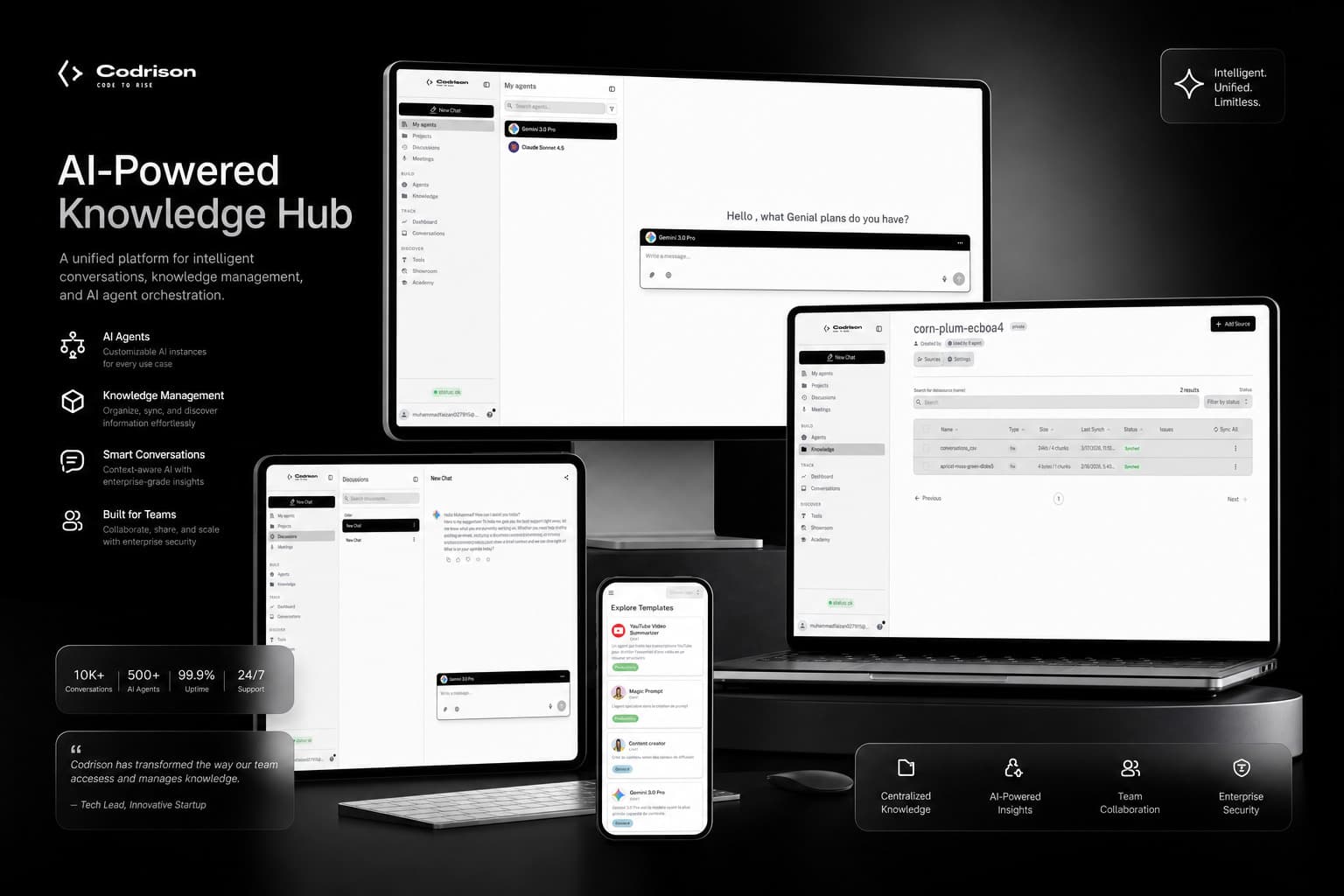 AI-Powered Knowledge Hub & Agent Development Platform (hover)