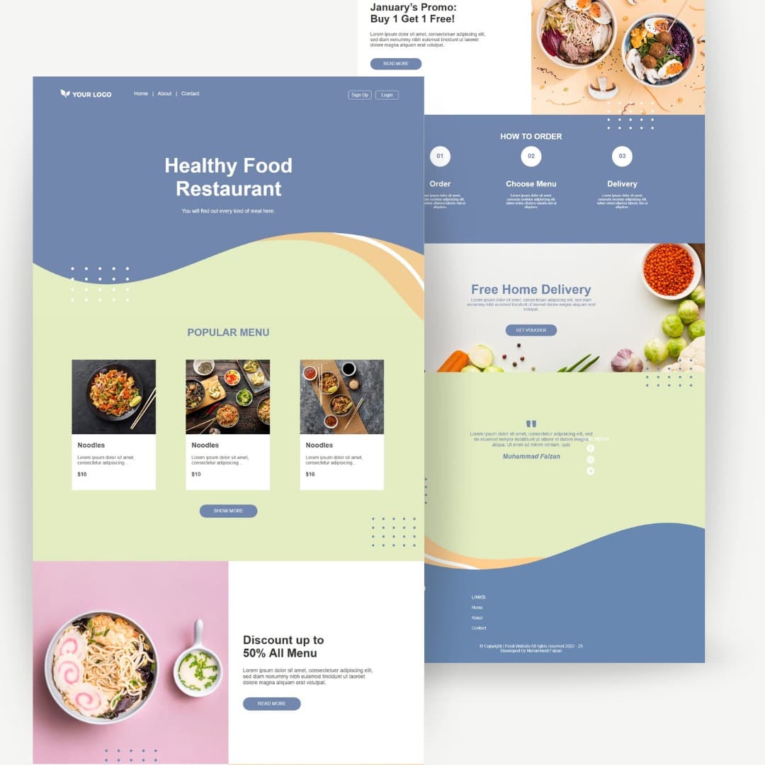 A clean, minimalist landing page tailored for health-conscious dining establishments. (hover)