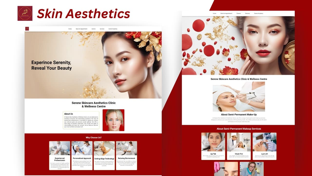 A comprehensive, high-end website designed for a luxury aesthetics clinic using React and Framer Motion. (hover)